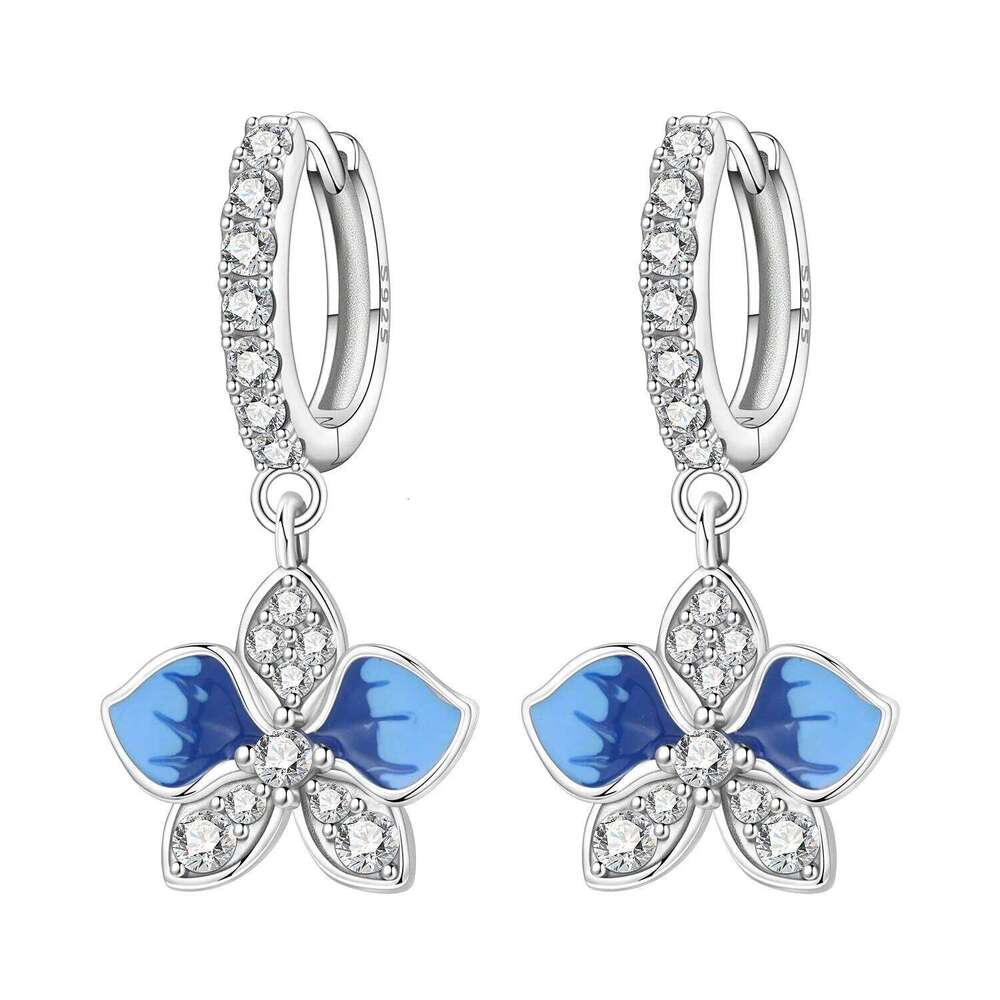 Orstarry 925 Sterling Silver Blue Butterfly Orchid Original Drop Earrings Jewelry Party Anniversary Trendy Gift