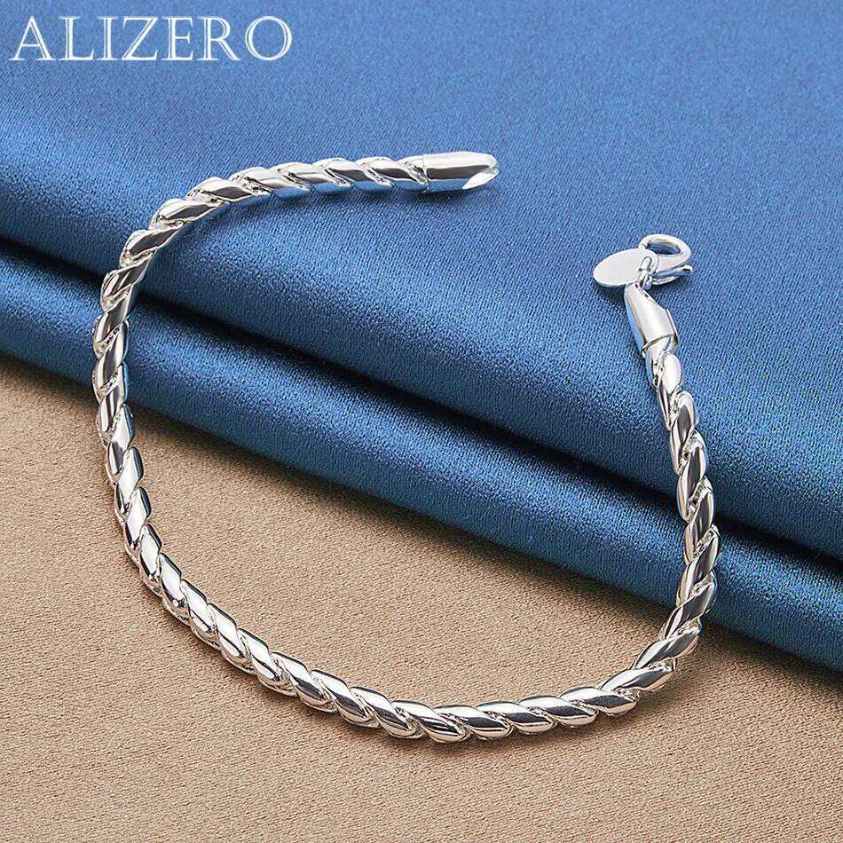 ALIZERO 925 Sterling Silver 4MM Rope Chain Bracelet For Women Men Fashion Accessories Wedding Party Jewelry Gift