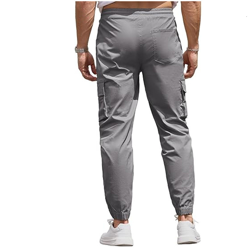 New American Style 3D Patch Pocket Slim Fit Pants with Drawstring Elastic Sports Jogger Pants Casual Pants 241021