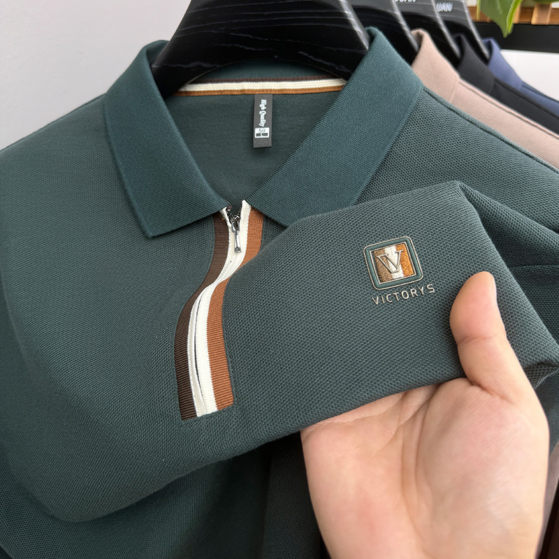 Luxury Brand Designer Clothes High-End Paul Men's Short-Sleeve T-Shirt Half-Zip Turn-Down Collar Polo Shirt Summer New Trendy Casual Versatile To