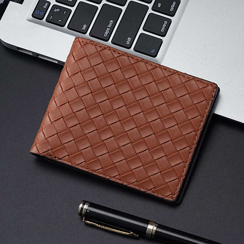 Men's Woven Pattern Cross-Border Hot-Selling Fashion Business Bag Casual Dual-Use Multi-Functional Storage Wallet