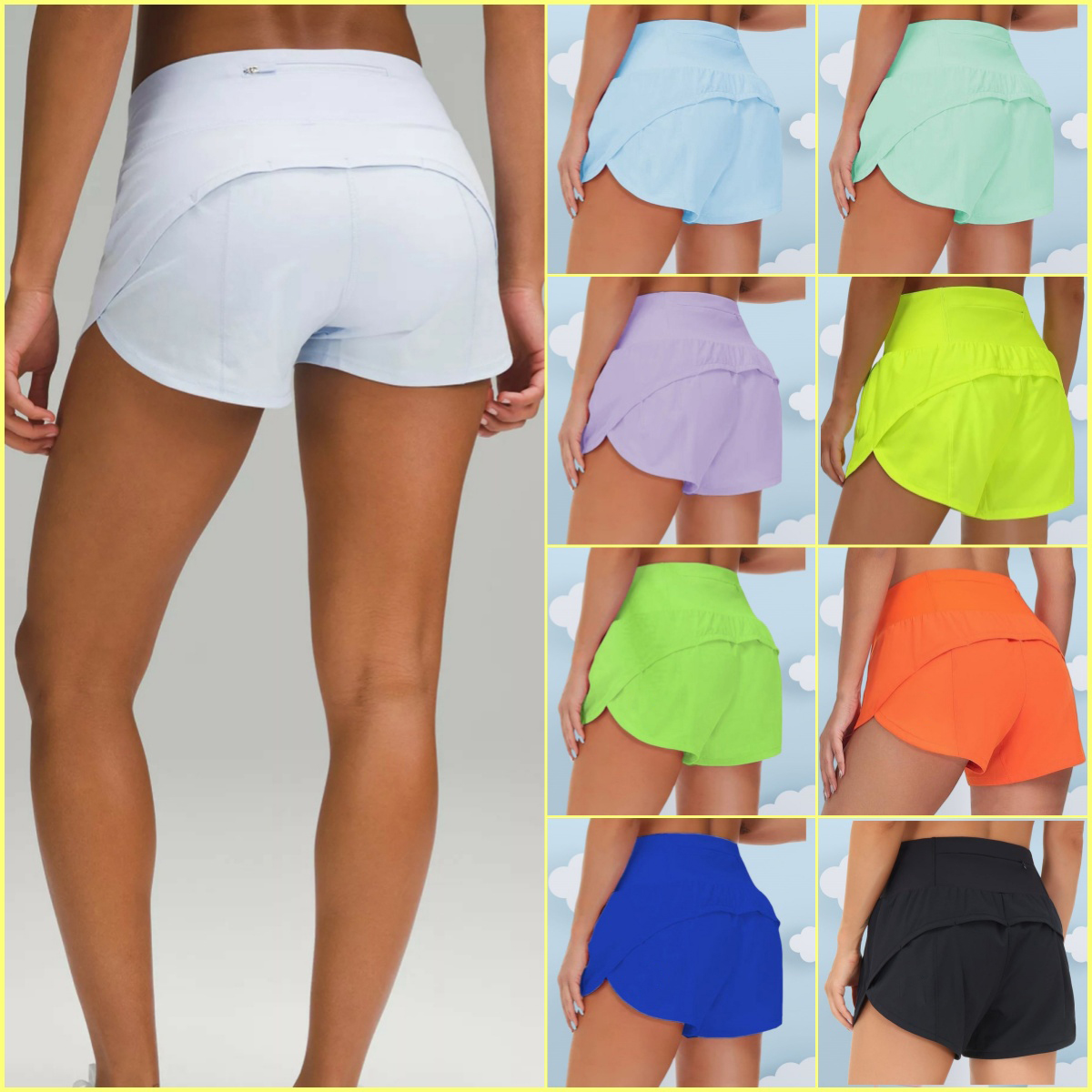 Speed Up shorts High-Rise Lined Short Waist Sports Shorts Women's Set Quick Drying Loose Running Clothes Back Zipper Pocket Fitness Yoga