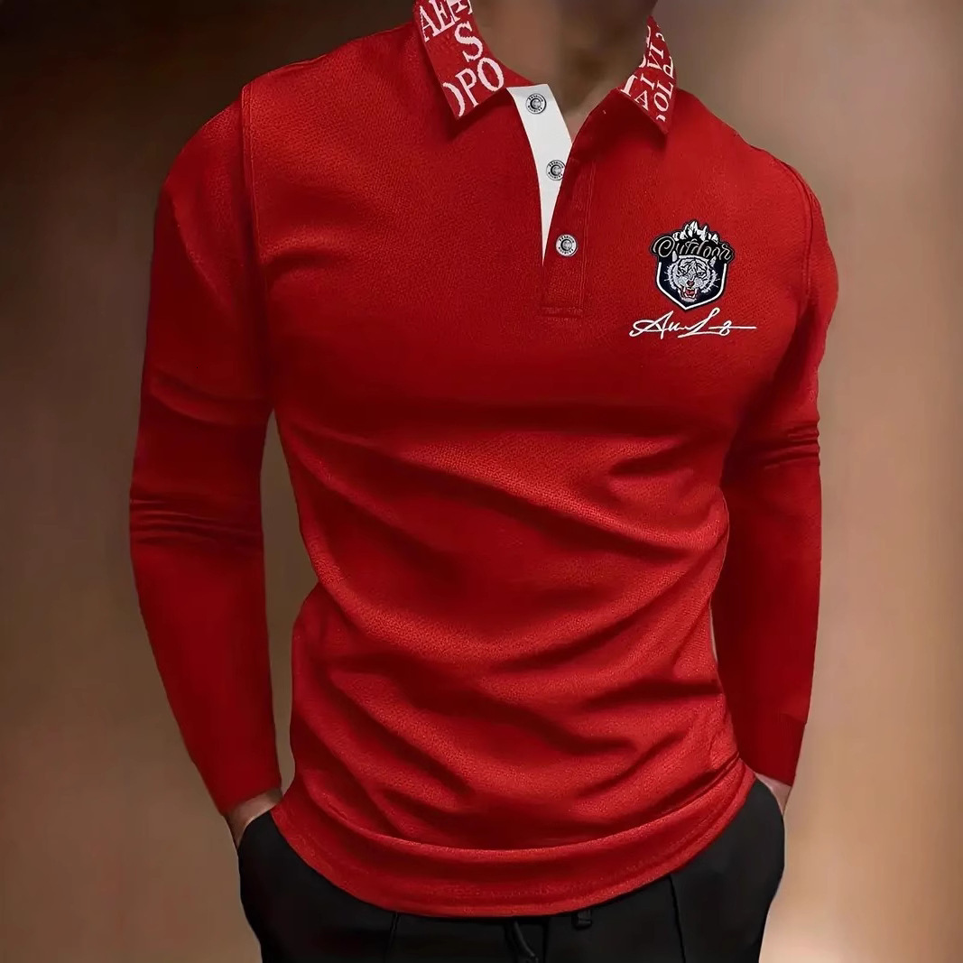 Luxury Brand Designer Clothes 2025 Trade Men's Long Sleeve Business Casual Polo Shirt