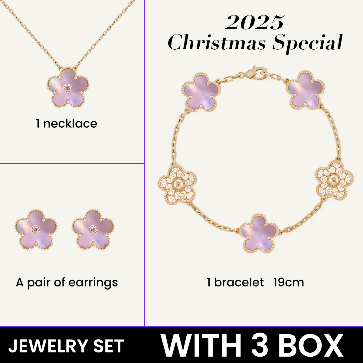 Classic High Quality Black Moissanite Jewelry Bracelet with Unique Four Leaf Clover Detail