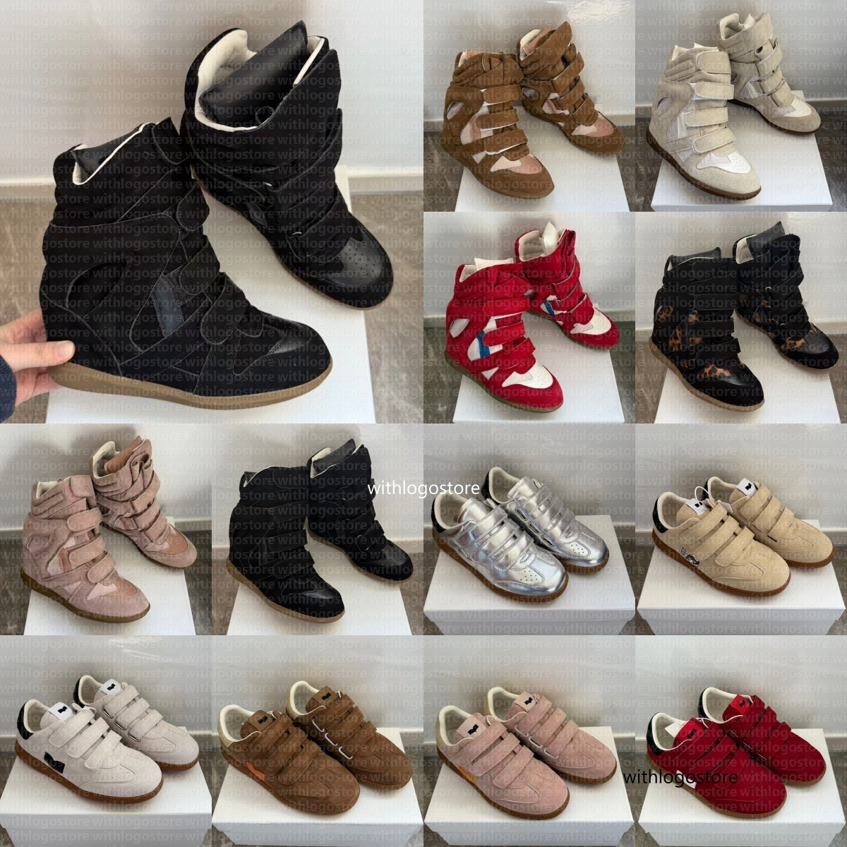 7A Deisgner Brand Isabelmarrants Hot Sale-Black Genuine Leather Winter Boots Bekett Leather-Trimmed Suede Wedge Sneakers Fashion Show New Shoes Size 35-45