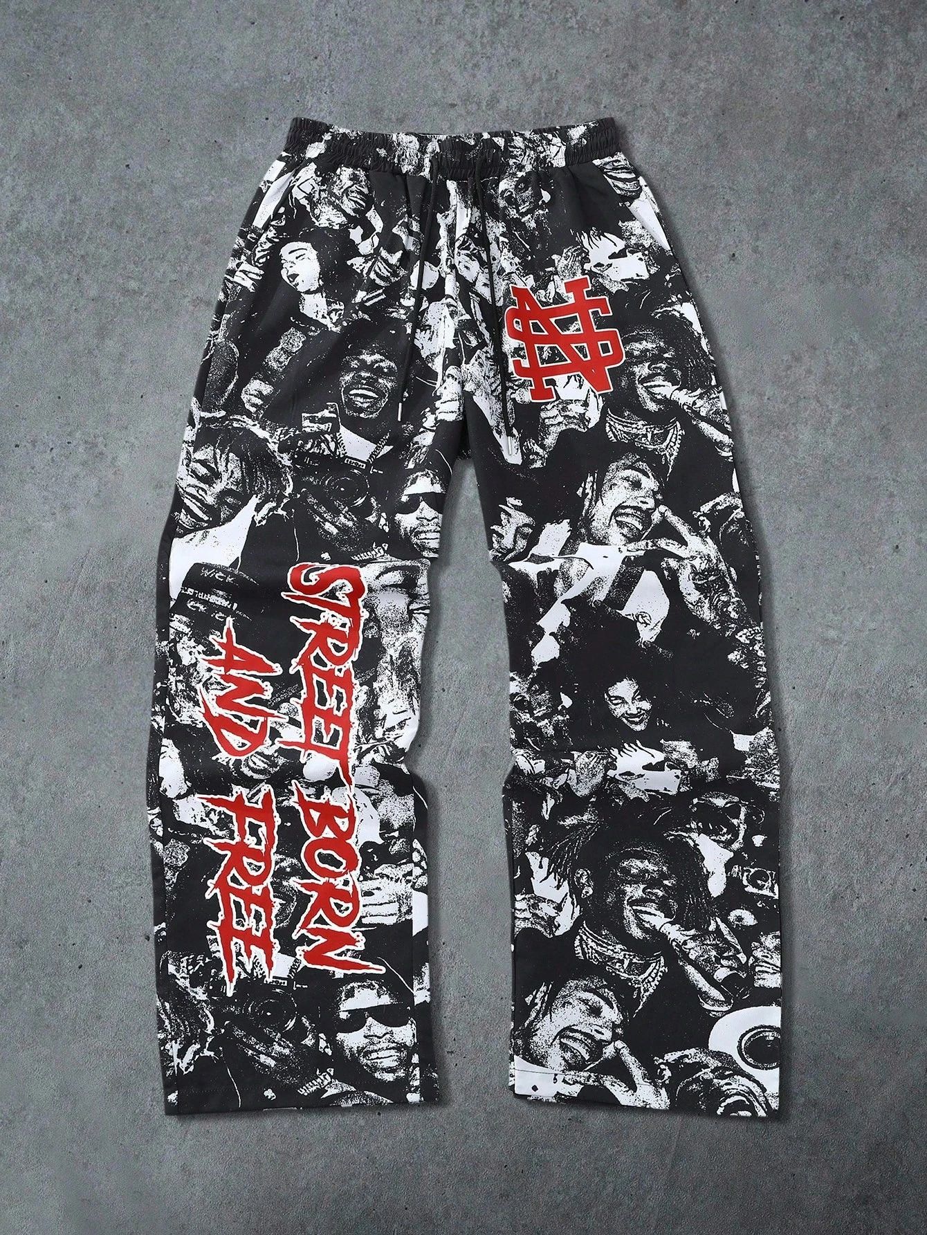 Men's Pants Clothes Striped Print Sports Sweatpants Autumn Casual Men's Street Fashion Versatile Wide-Leg Long Pants Daily Commute Men'
