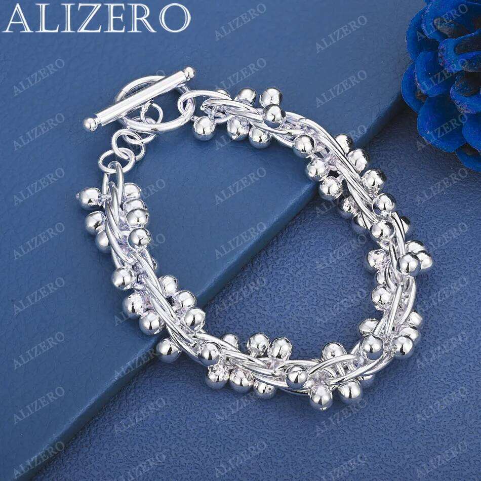 ALIZERO 925 Sterling Silver Beads Pendants Bracelets For Women Trend Birthday Gifts Fashion Party Fine Jewelry