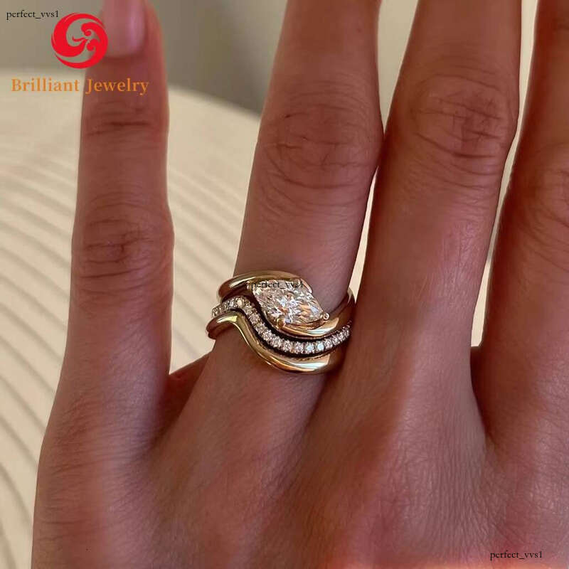 Custom Laboratory Engagement CVD HTHP Vvs Lab-Grown VVS Moissanite 18k Gold Marquise Men and Women Solitaire Ring