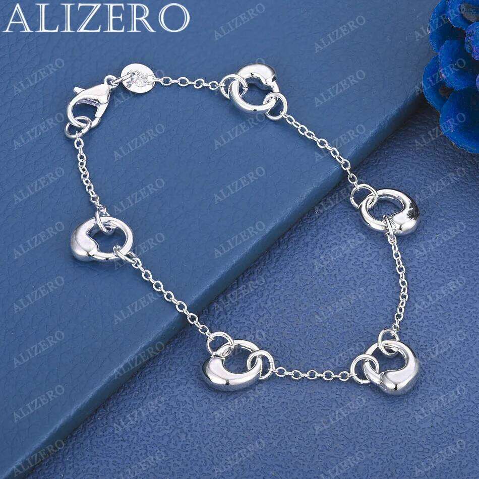 ALIZERO 925 Sterling Silver Round Water Droplet Bracelet For Women's Fashion Jewelry Popular Parties Holiday Gifts