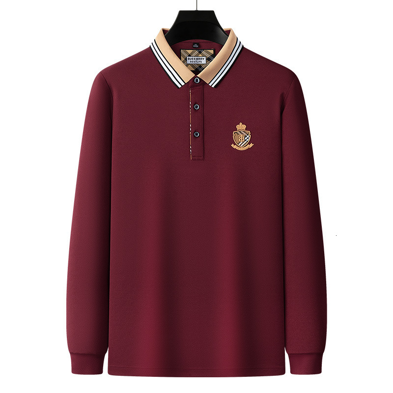 Luxury Brand Designer Clothes International Big Brand Men's New Long Sleeve T-Shirt Men's Base Shirt Dad's Clothing Men's Turn-Dow