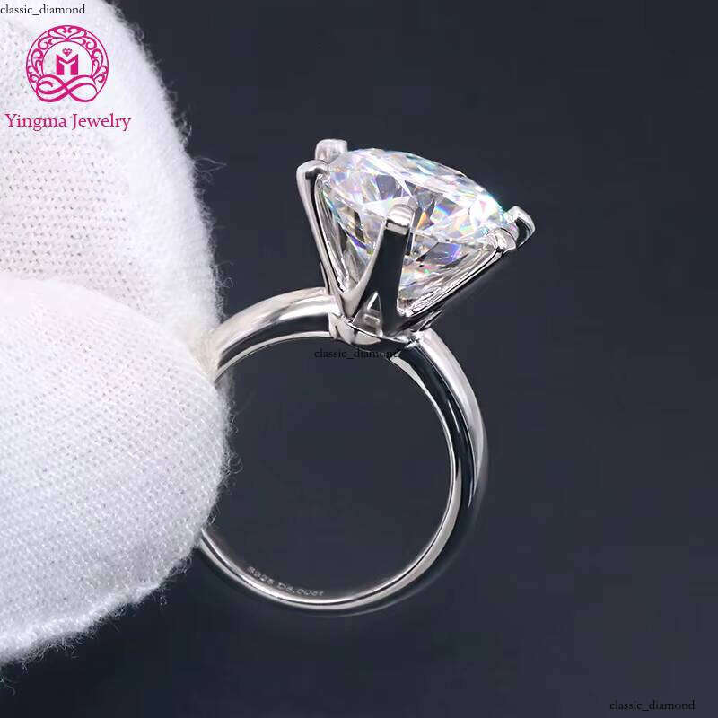 Large Size 13mm Round Brilliant Cut VVS Moissanite Custom 925 Sterling Silver 8 CT Carbon Silicon Stone Ring Gift