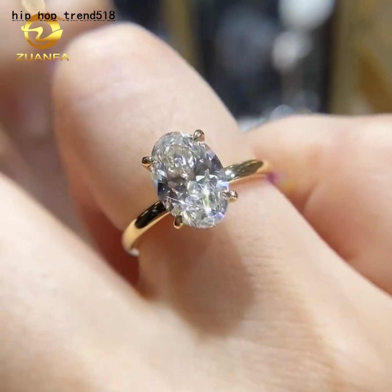 Solitaire Ring 14K Yellow Gold Oval Cut IGI Report Lab Diamond CVD Diamond Ring For Women