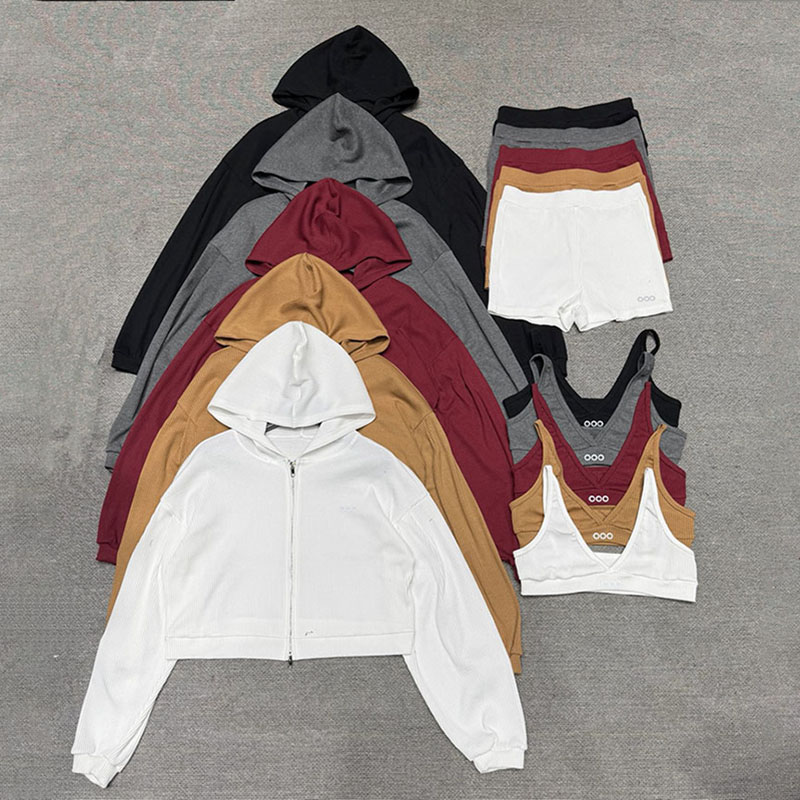Designer Women Three Pieces Outwear Zipper Hooded Simple Loose Thin Coat High Elastic Waist Ins Style Summer Shorts