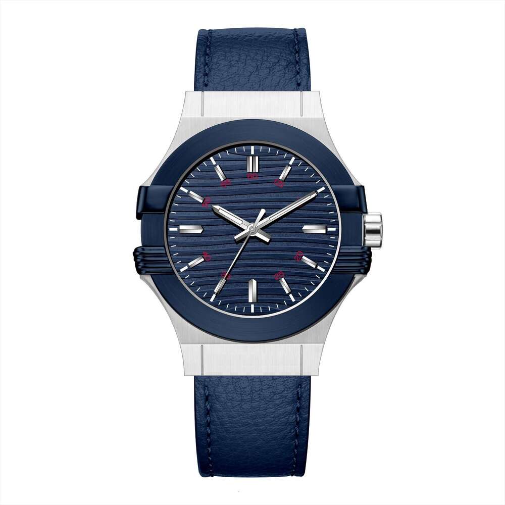 Men's quartz watch, genuine leather strap, waterproof, luminous, large dial