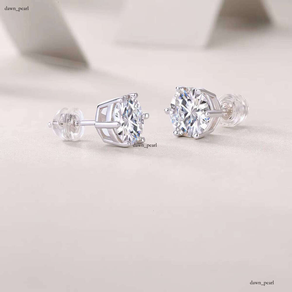 VVS Moissanite Wholesale Women's 925 Sterling Silver GRA Certified VVS 0.5ct Fashion French Sandstone Jewelry Stud Earrings