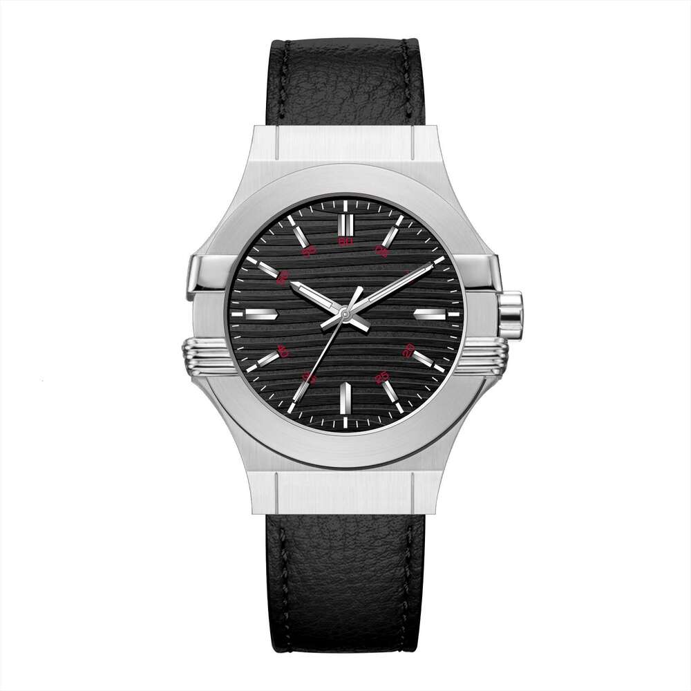 Men's quartz watch, genuine leather strap, waterproof, luminous, large dial