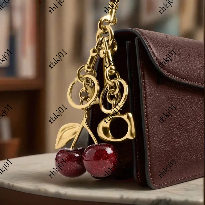 Luxury Cherry Keychain accessories bag cherry chain designer keychain jewelry handbags women's exquisite charm keyring