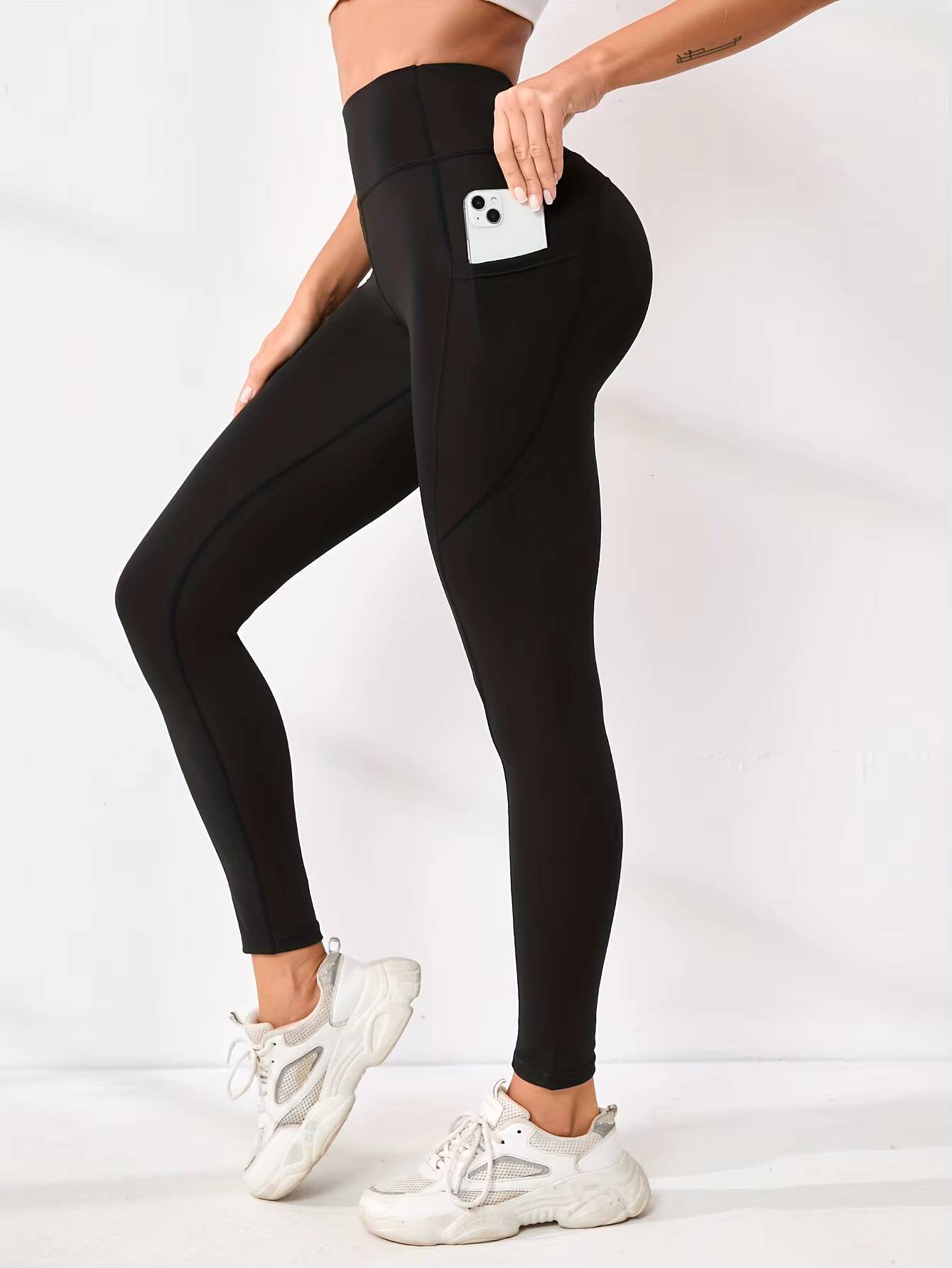New Sexy High Waist Tummy Control Ankle Length Yoga Pants, Anti-Wrinkle Solid Color Pocket Women's Running Outdoor Pants hot-sale products yoga w