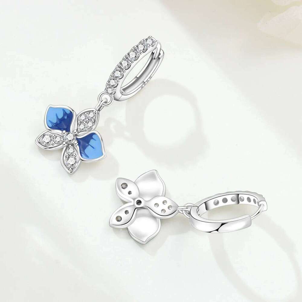 Orstarry 925 Sterling Silver Blue Butterfly Orchid Original Drop Earrings Jewelry Party Anniversary Trendy Gift