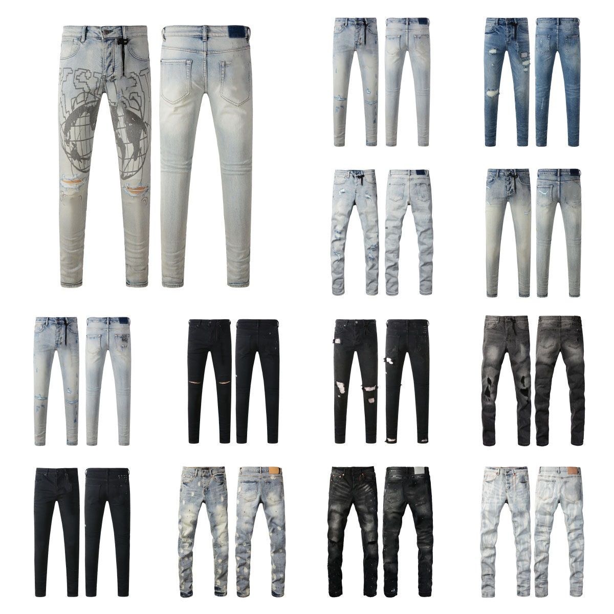 designer jeans ksub jeans High quality Fashion wash tvintage ripped straight leg mens jeans personality street jeans