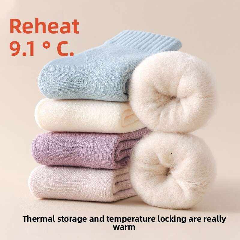 Cashmere For Women, Autumn And Mid-Calf, Fleece-Lined, Thickened Wool Maternity Warm Winter Sleep Socks, Snow Socks B5
