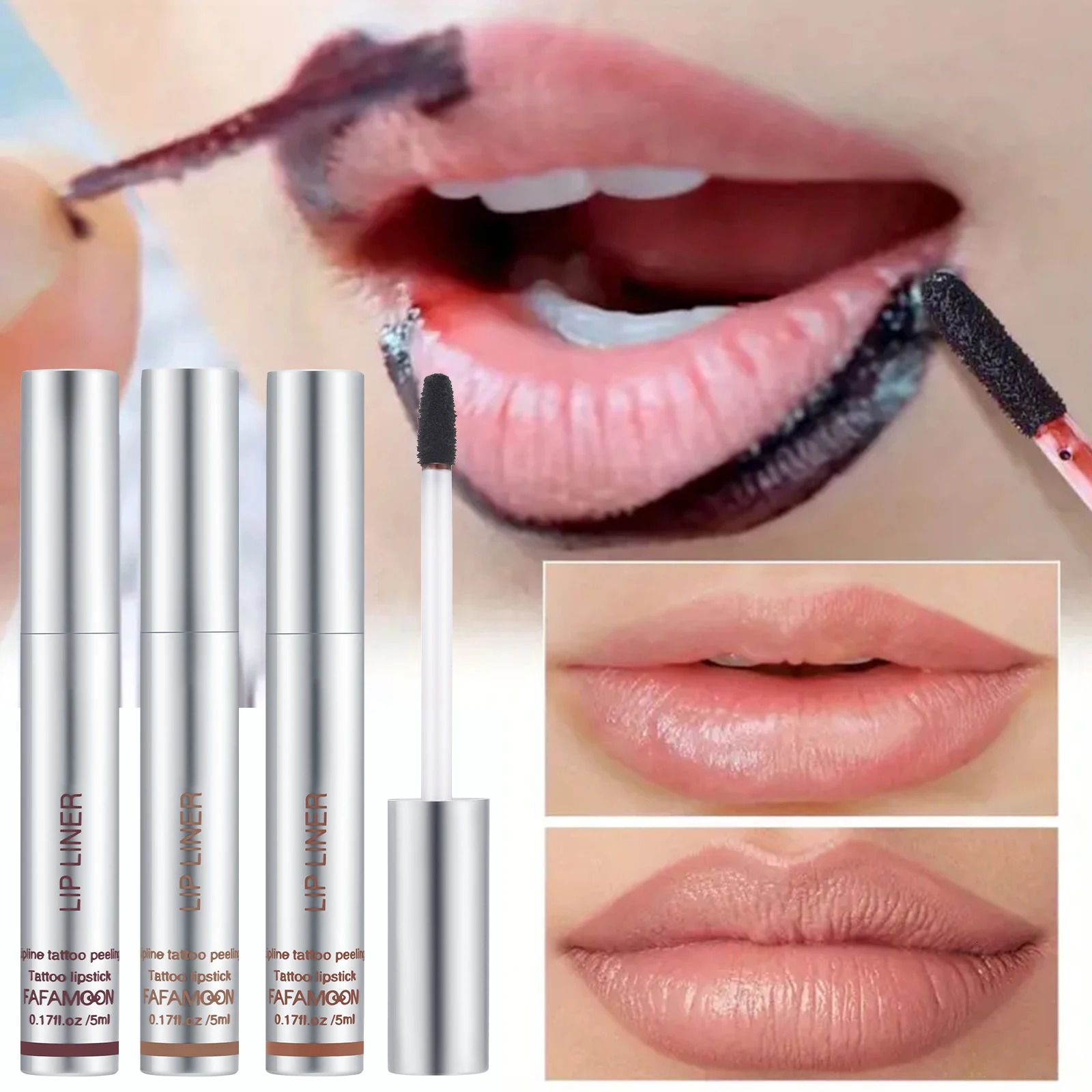6 Color Waterproof Lip Liner Peel Off Tattoo Lip Gloss Lasting Matte Lip Tint Black Brown Contour Tear-off Makeup Stain Cosmetic 260106