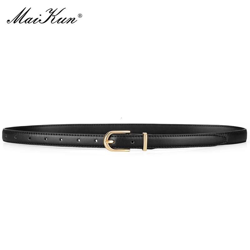 Maikun Skinny Belt For Women Gold Alloy Buckle Faux Leather Belt For Dress 260106