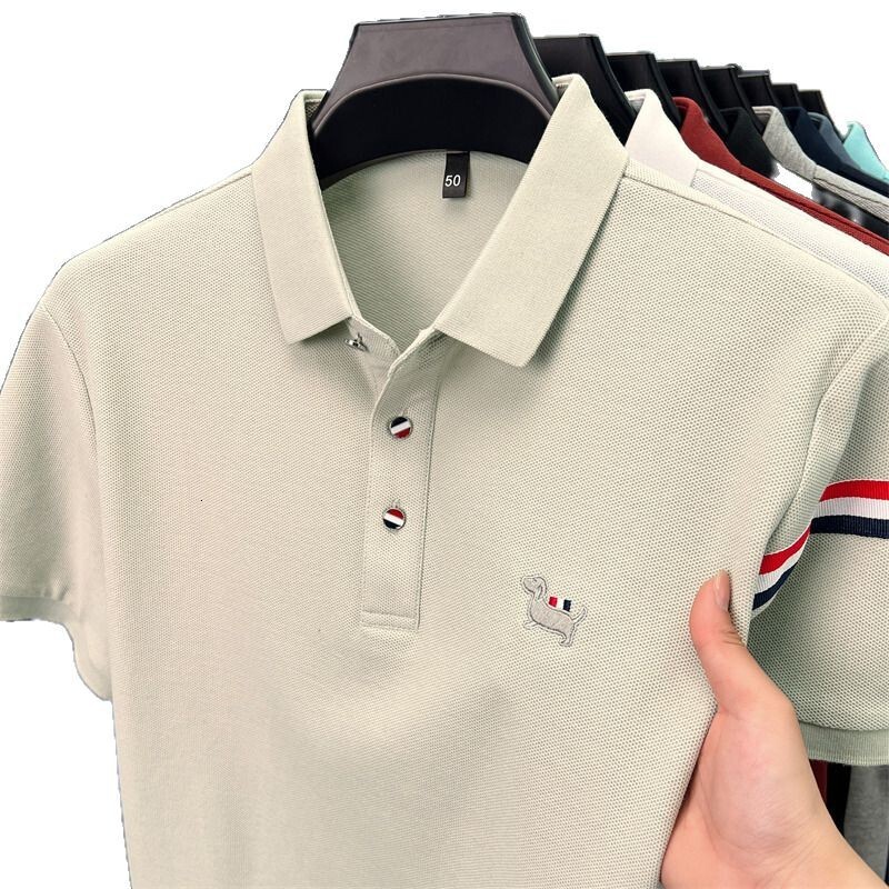 2026 New Design Pure Cotton Short-sleeved T-shirt Suitable For Men's Summer New Embroidered Collar Polo Shirt Casual Breathable And Comfortable