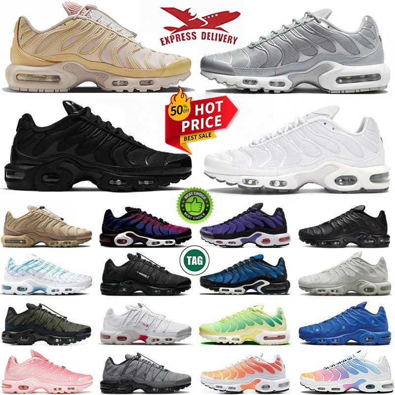 tn designer running shoes tn plus tns tnssTriple White Triple Black Light Yellow Metallic Silver Panda Sesame FC Barcelona Onyx Glossy Black men women sneakers shoes