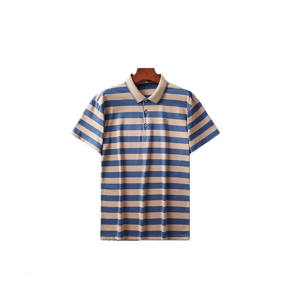 Designer Clothes Off-Site Summer New Men's Short Sleeve T-Shirt Turn-Down Collar Striped Luxury Brand Loose Half Sleeve Middle-Aged POLO Shirt Ho