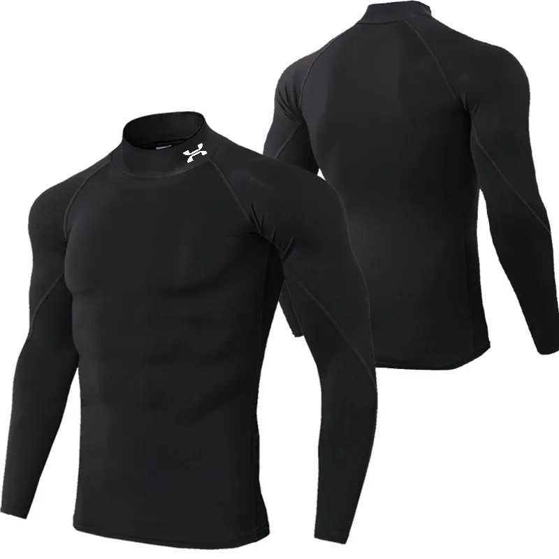 Mens running T-shirt quick drying fitness sports shirt long sleeved tight fitting top fitness gym T-shirt mens 260106