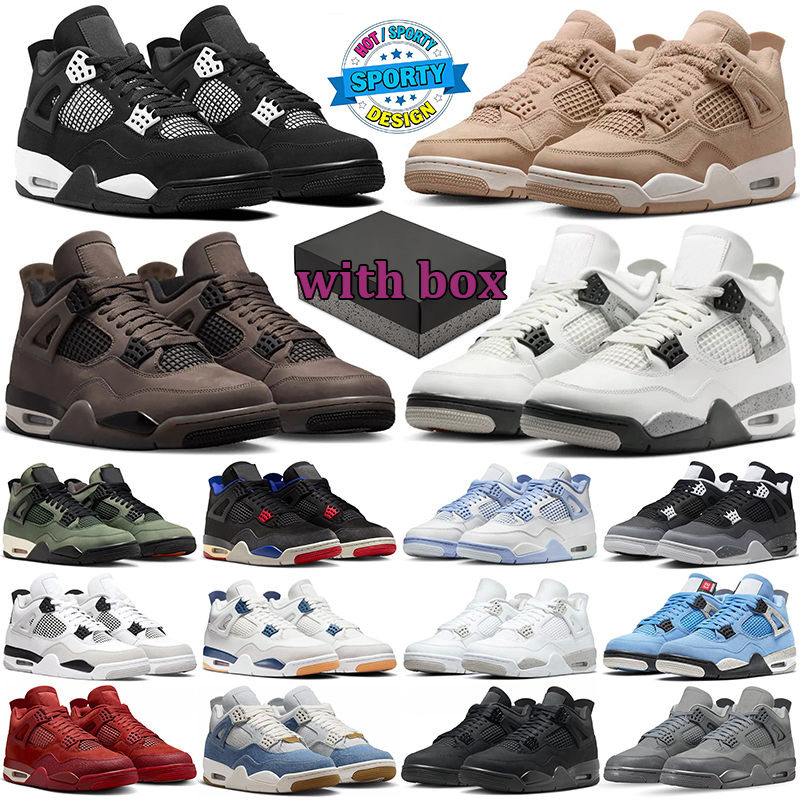 With Box Designer Men Women j4 airjordans4retro Military Sail Red Black Cement Yellow Thunder White Oreo Cool Grey Blue 4 4s trainers Leisure Basketball sneakers