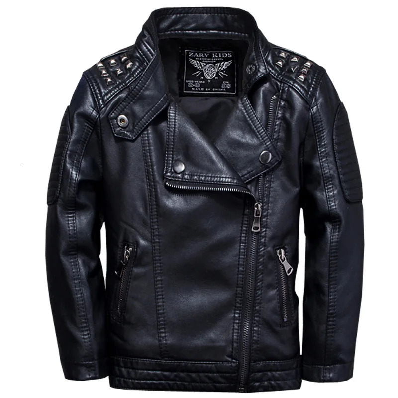Fashion Kids Leather Jacket Girls PU Jacket Children Motorcycle Outwear for Baby Girl Jackets Rivet Boy Coats W12 260106