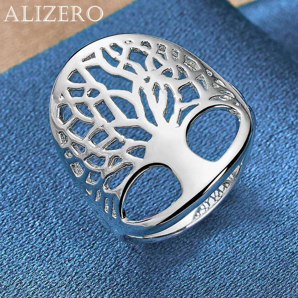 ALIZERO 925 Sterling Silver Tree of Life Ring For Women Man Wedding Engagement Gifts Fashion Party Charm Jewelry