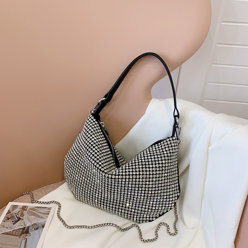 designer Niche Super A Rhinestone Shiny Bag for Women Ins Fashion Single Shoulder Bag Underarm Bag Internet Celebrity Live Streaming Handbag Crossbody Bag