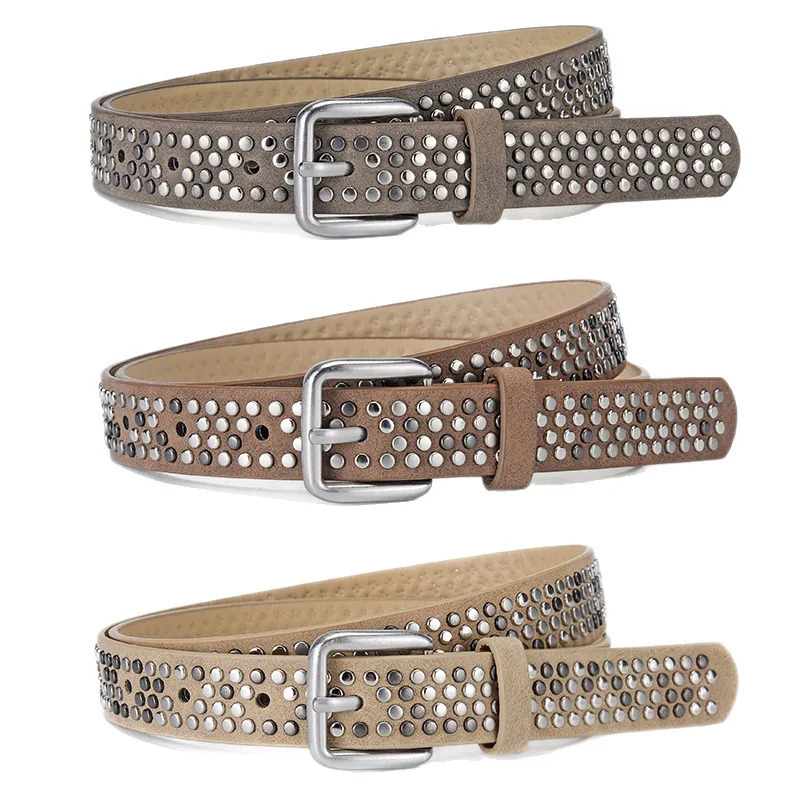 Hip-hop Punk Womens Belt Goth Retro Pu Leather Pin Buckle Girdle Fashion Casual Versatile Jeans Accessories Y2k Girls Waistband 260106