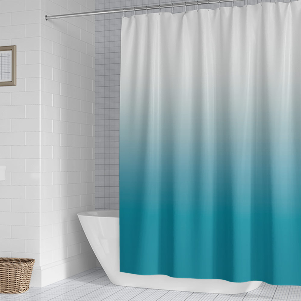 YL-38109 High-end Custom Gradient Pattern Shower Curtain Set, Polyester Waterproof with Hooks
