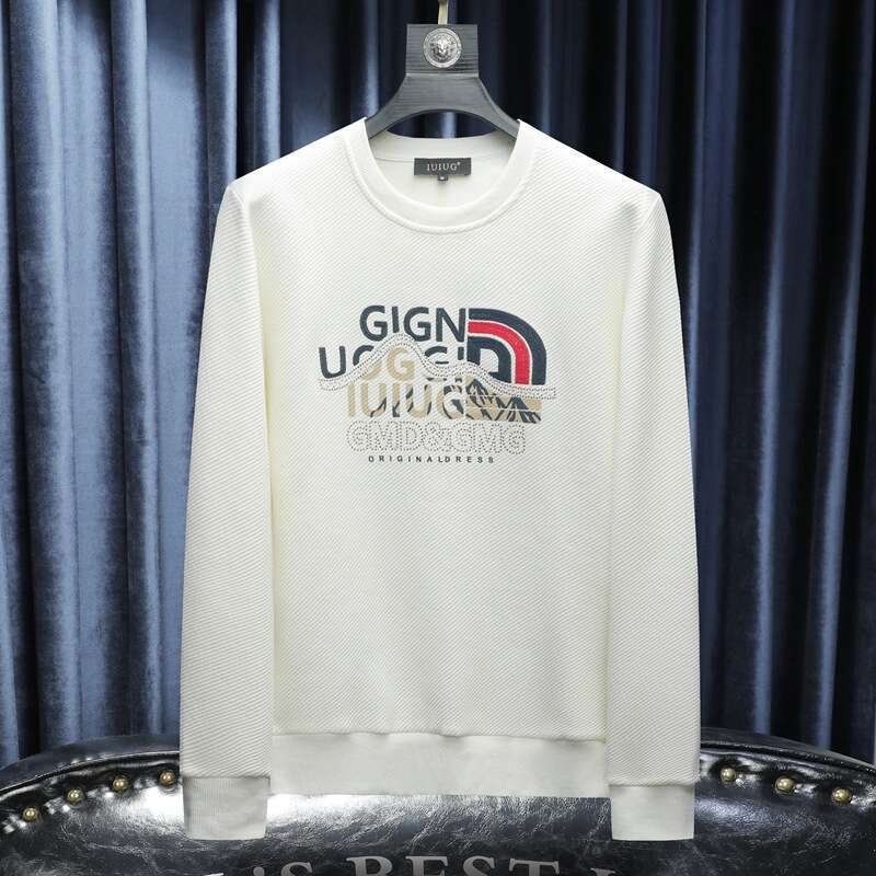 European Station Spring And Autumn Men's High-End Embroidered Crew Neck Sweatshirt Trendy Brand Light Luxury Rhinestone Casual Long Sleeve T-Shirt Top For Men