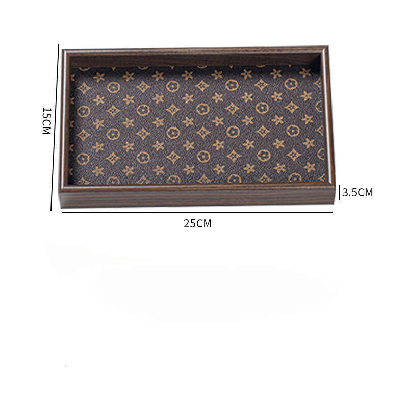 Vintage Light Luxury Leather Chinese Tea Tray Household Rectangular Desktop Jewelry Display Key Entryway Storage Box