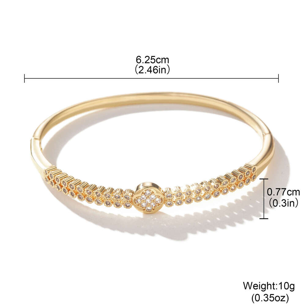 Cross-Border Light Luxury Fashion Zircon High-End Versatile Non-Fading Jewelry Simple Open Plain Circle Bracelet For Women