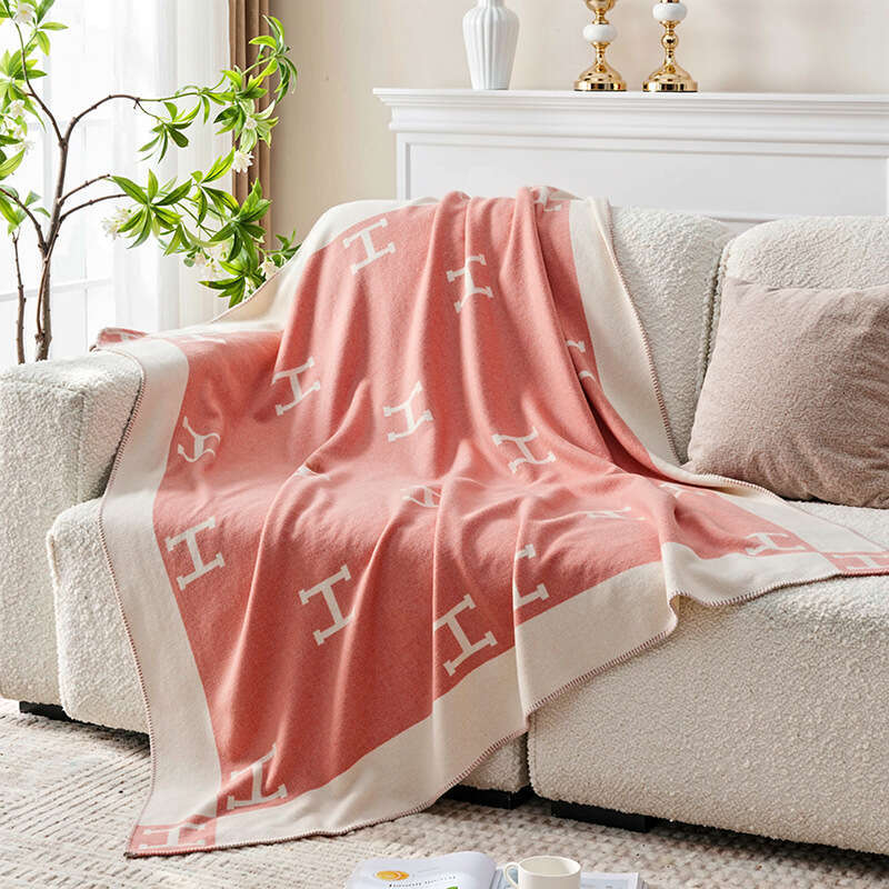 Woven single air conditioning sofa cover blanket with H letter aviation flight blanket