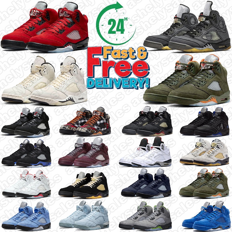 free shipping jump mans 5 5s basketball shoes designer sneakers mens trainers Fire Black Cat Green Pink Racer Metallic UNC Oreo men outdoor sports sneaker classic