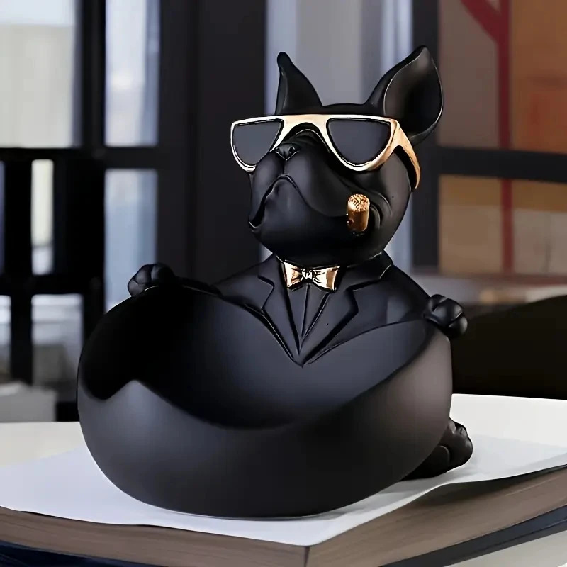 Creative Sunglasses Cool Dog Statue Bulldog Storage Box Animal Decoration Resin Craft Art Home Gift 251231