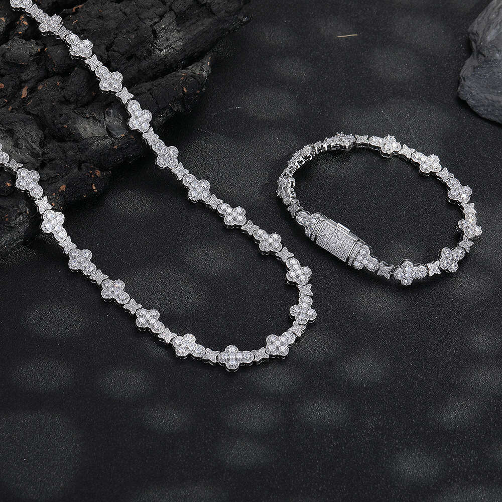 Cross-Border European And American Hip-Hop 10Mm Cross Star Zircon Unisex High-End Jewelry Collarbone Necklace