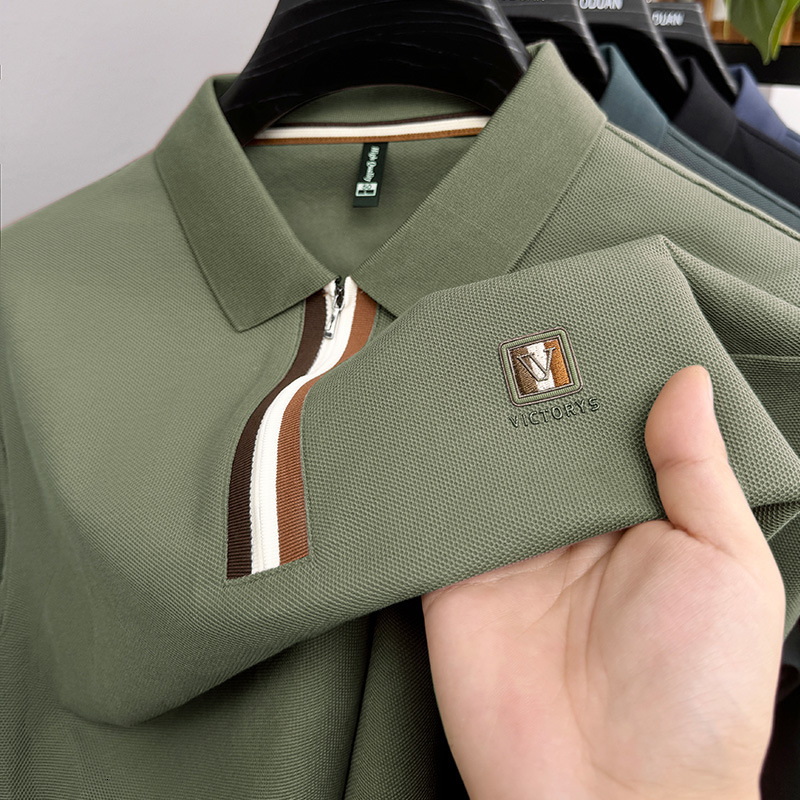 Luxury Brand Designer Clothes High-End Paul Men's Short-Sleeve T-Shirt Half-Zip Turn-Down Collar Polo Shirt Summer New Trendy Casual Versatile Top