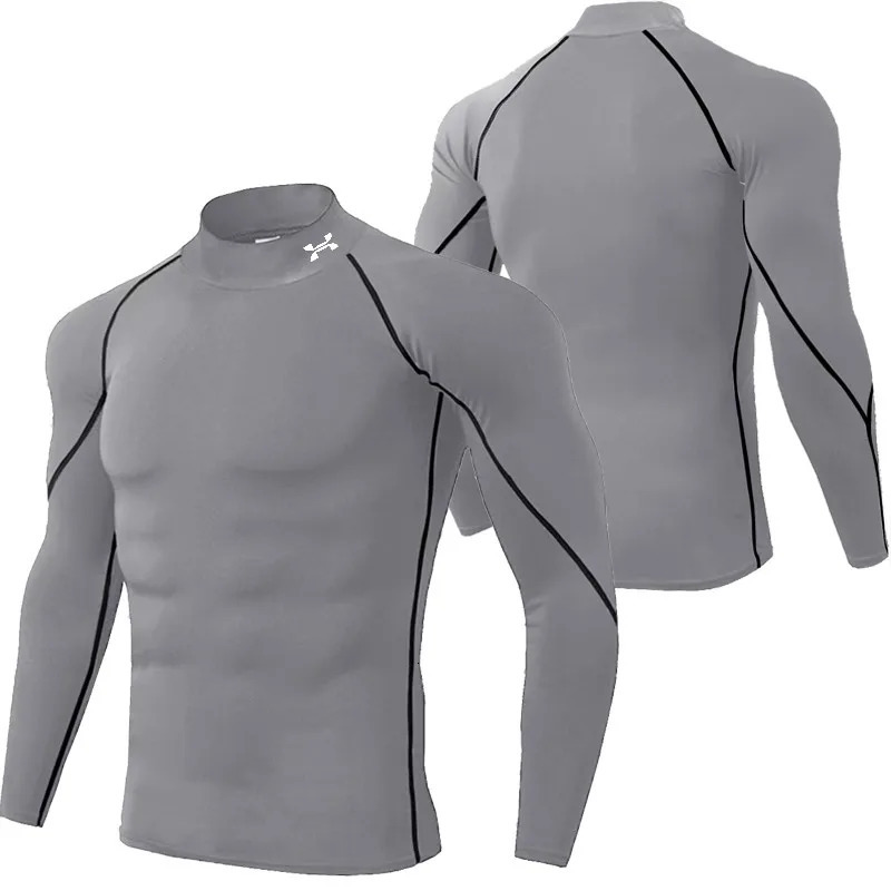 Mens running T-shirt quick drying fitness sports shirt long sleeved tight fitting top fitness gym T-shirt mens 260106