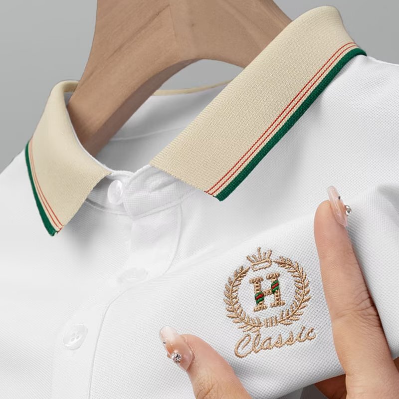 Luxury Brand Designer Clothes 2025 Summer New Men's Short Sleeve Pullover Shirt New Embroidered Youth Turn-Down Collar Shirt Plus Size Casual Bus