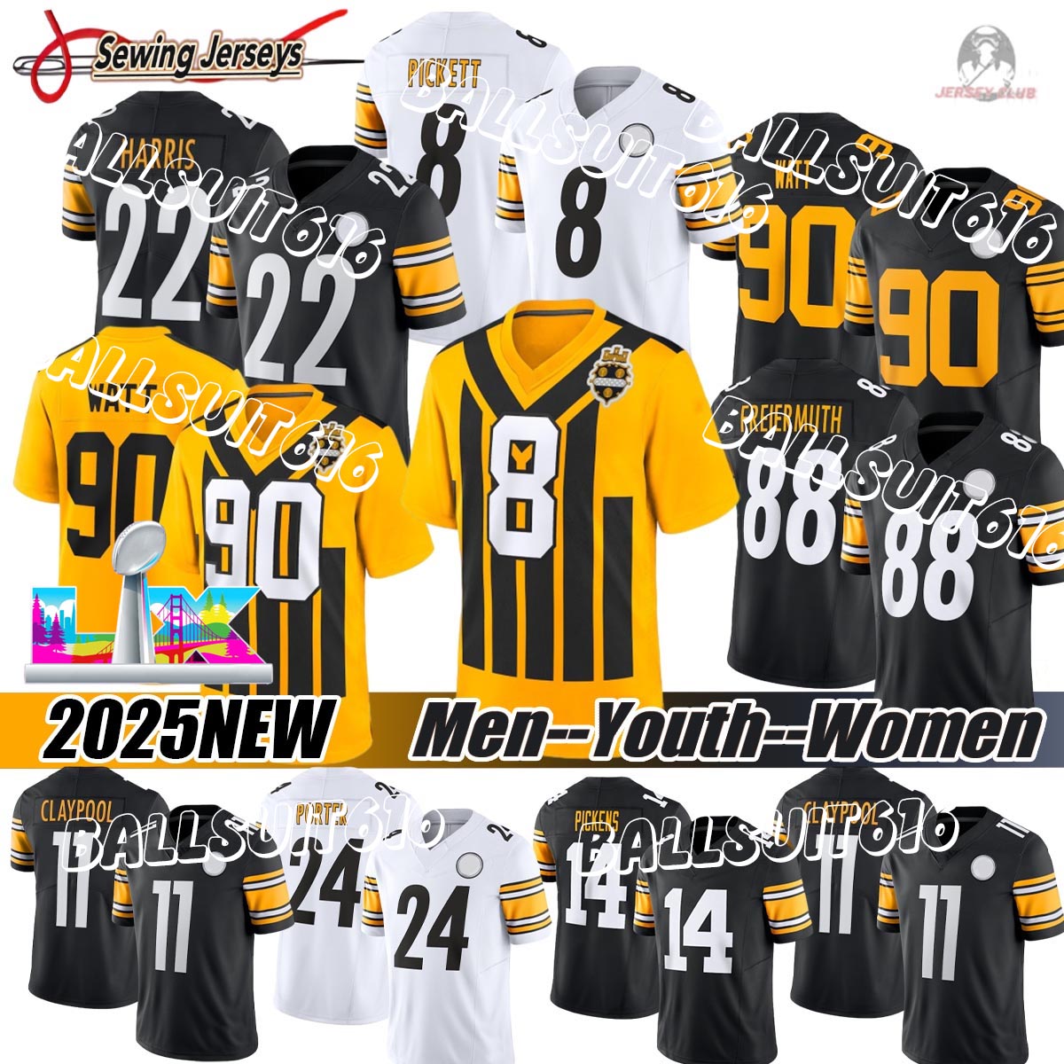 #22 Najee Harris #90 TJ Watt Steeler Jersey #4 Metcalf Aaron Rodgers Diontae Johnson Will Howard Joey Porter Jr. Minkah PittsburghCITY jersey SteelerSs Jersey
