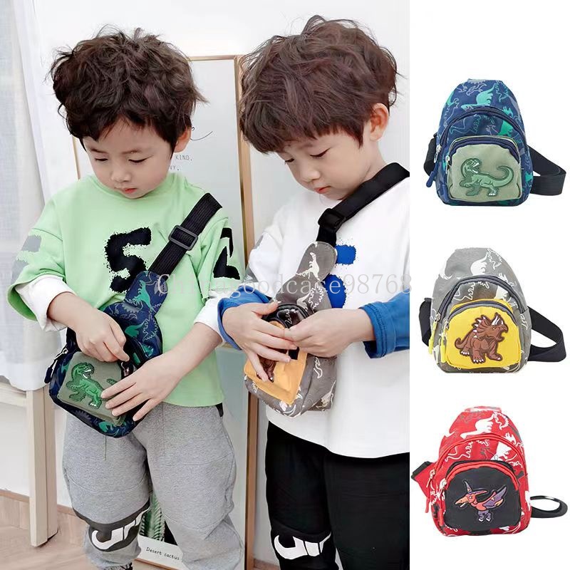 Outdoor Casual Bag Kids Chest Bag Cute Boys and Girls Small Dinosaur Pattern Unisex Zip Children's Small Backpack Coin Purse