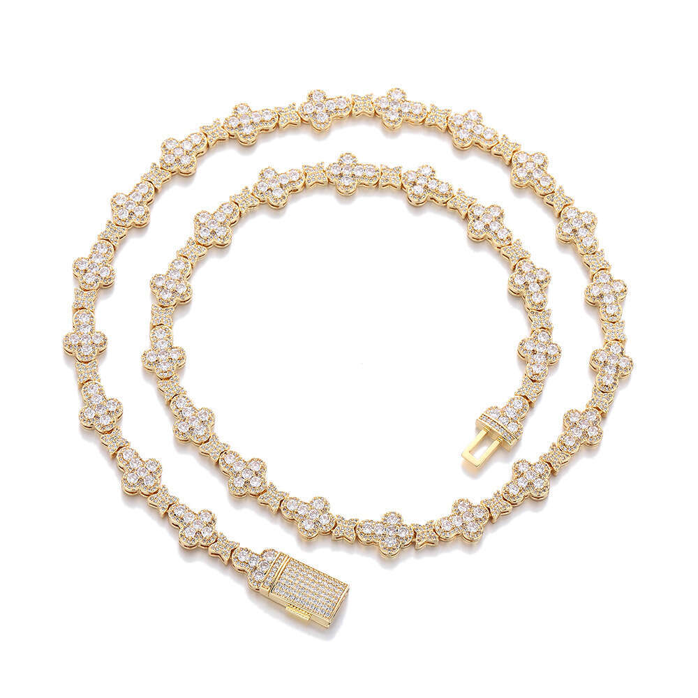 Cross-Border European And American Hip-Hop 10Mm Cross Star Zircon Unisex High-End Jewelry Collarbone Necklace